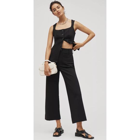 NWT Maeve Anthropologie The Colette Knit Pants Size 32 Black Cropped - Picture 11 of 12